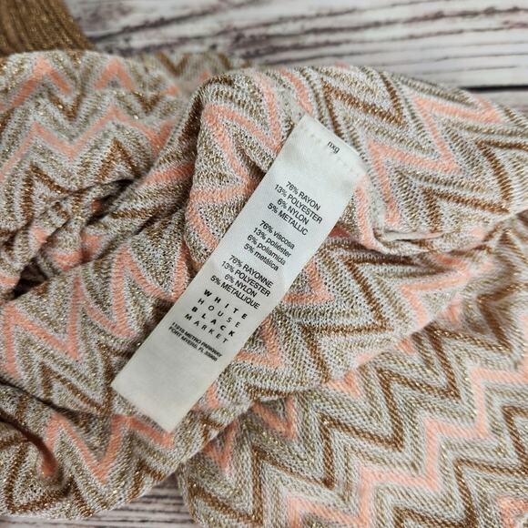 White House Black Market Women' Zig Zag Lace Up Metallic Tank Top Size Small - Picture 7 of 8